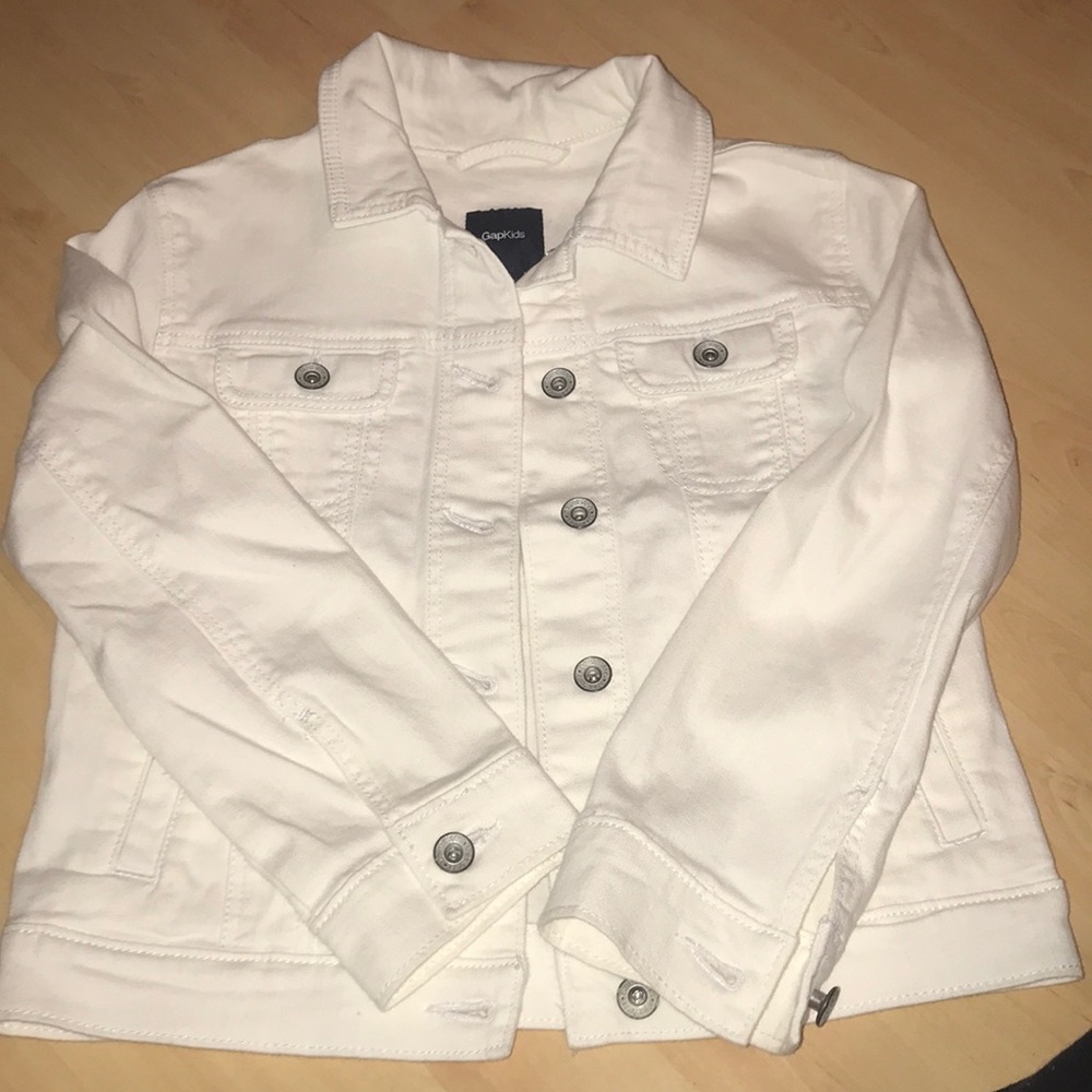 kids white jeans jacket